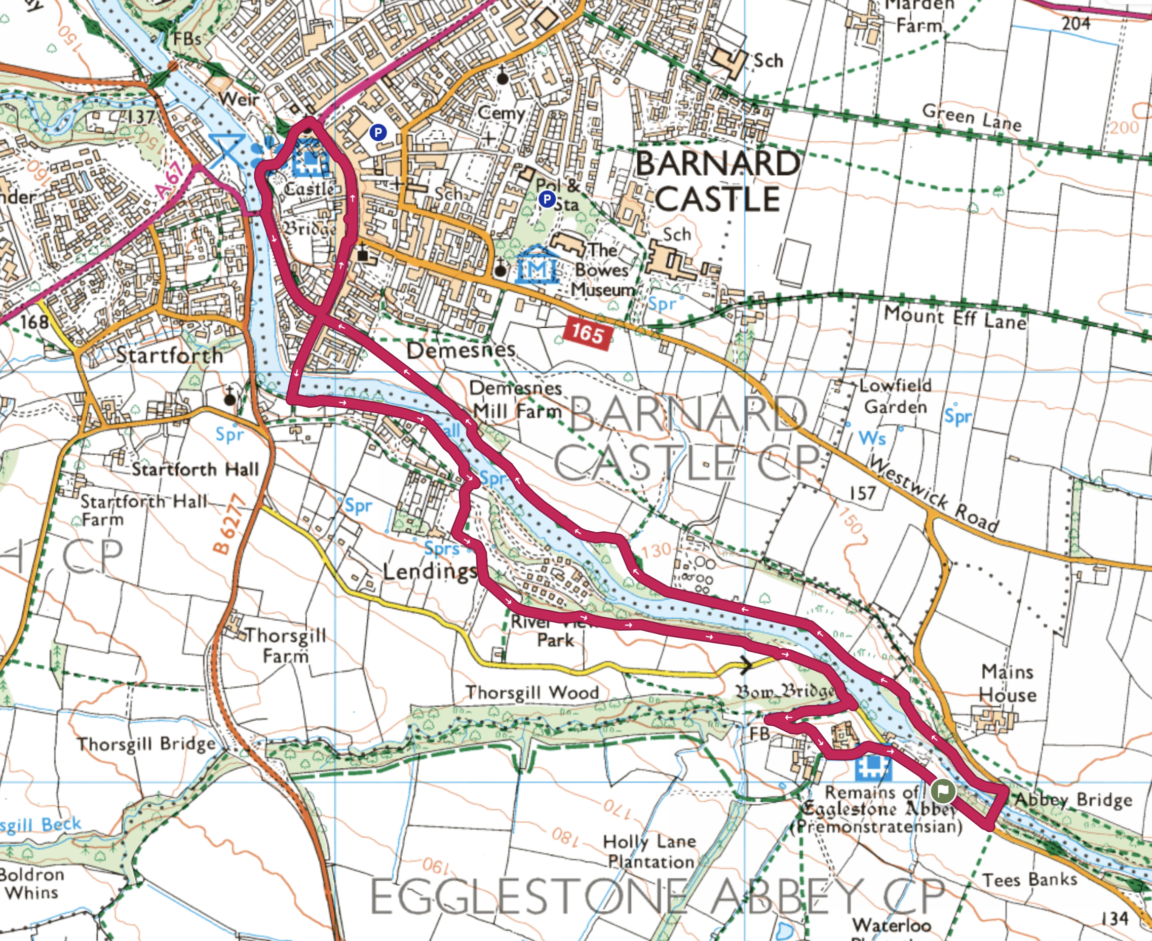 Barnard-Castle-walk-egglestone-abbey-map-route