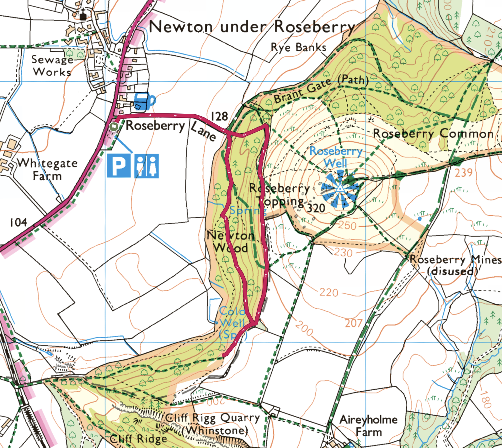 roseberry-topping-bluebell-walk-newton-wood-map-route