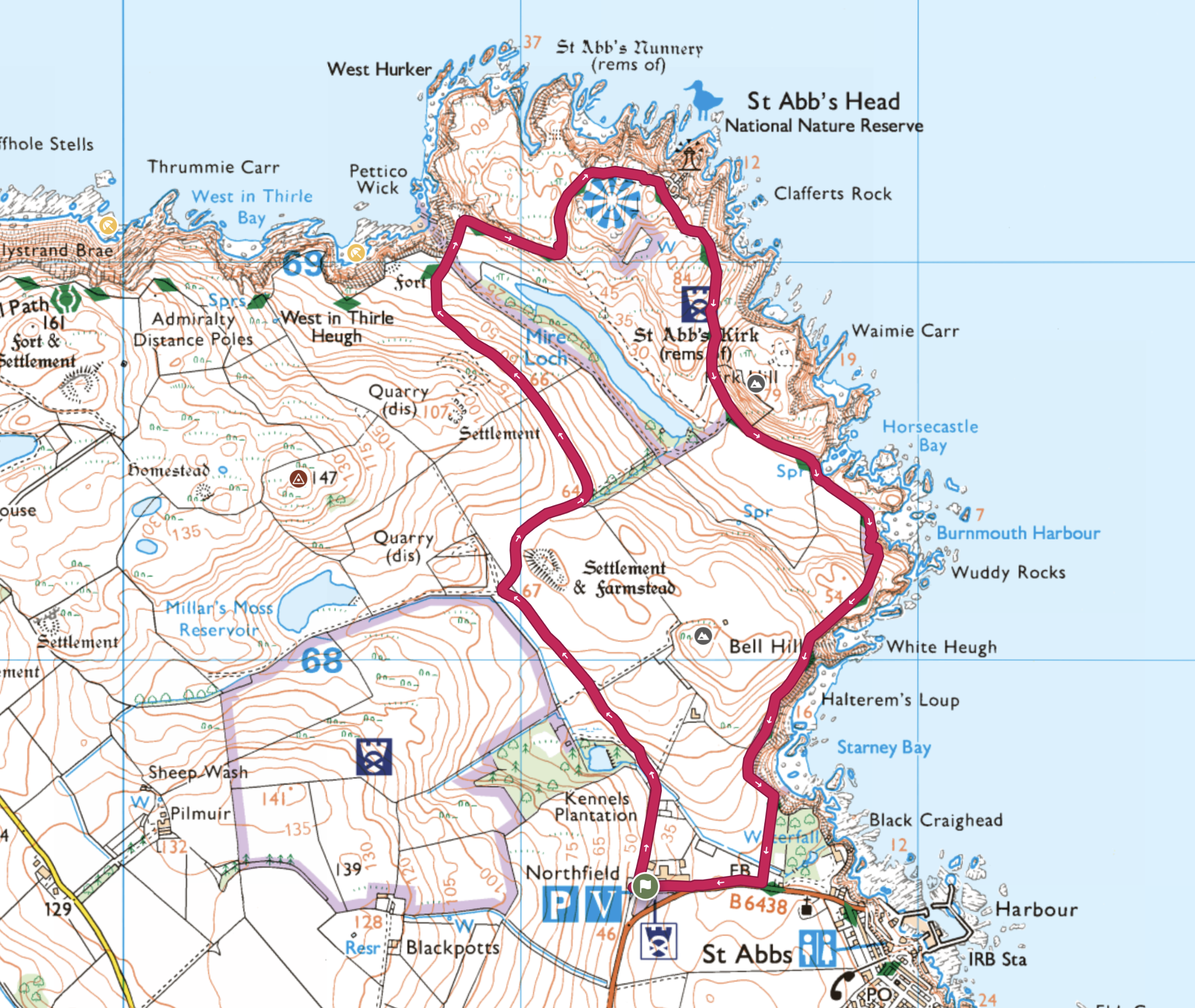 st-abbs-head-walk-route-map-pettico-wick-bay